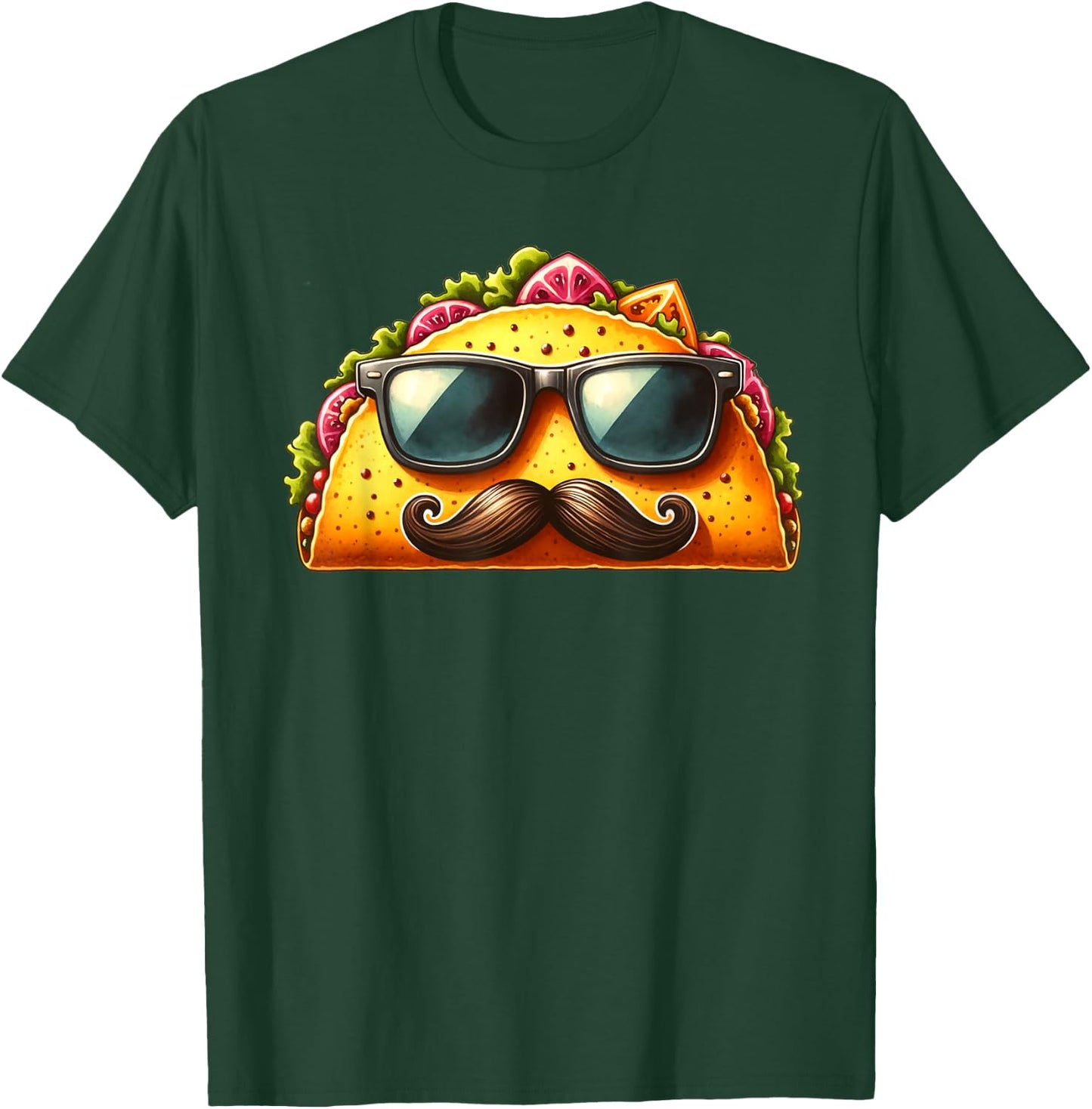 Funny Taco with Sunglasses and Mustache T-Shirt - T-Shirt | Forest
