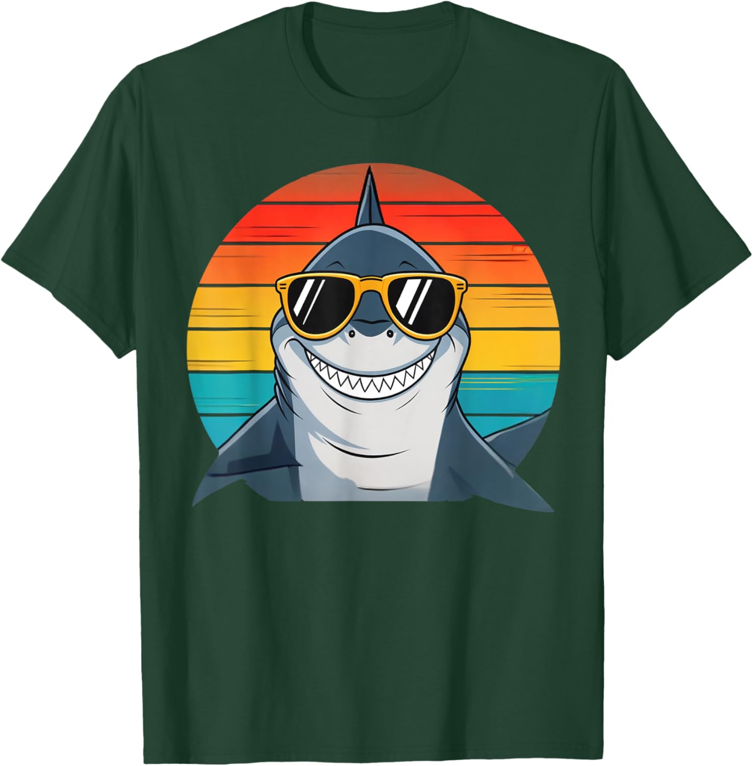 Kids Shark Face Open Mouth Cool Retro Toddler Boys Shark T-Shirt - T-Shirt | Forest