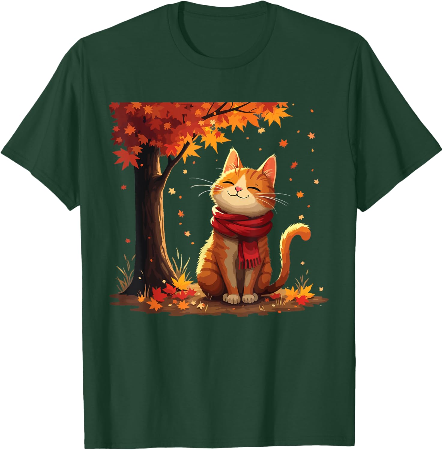 It's Fall Y'all Cat Leaf Fall Tree Hello Autumn Thanksgiving T-Shirt - T-Shirt | Forest
