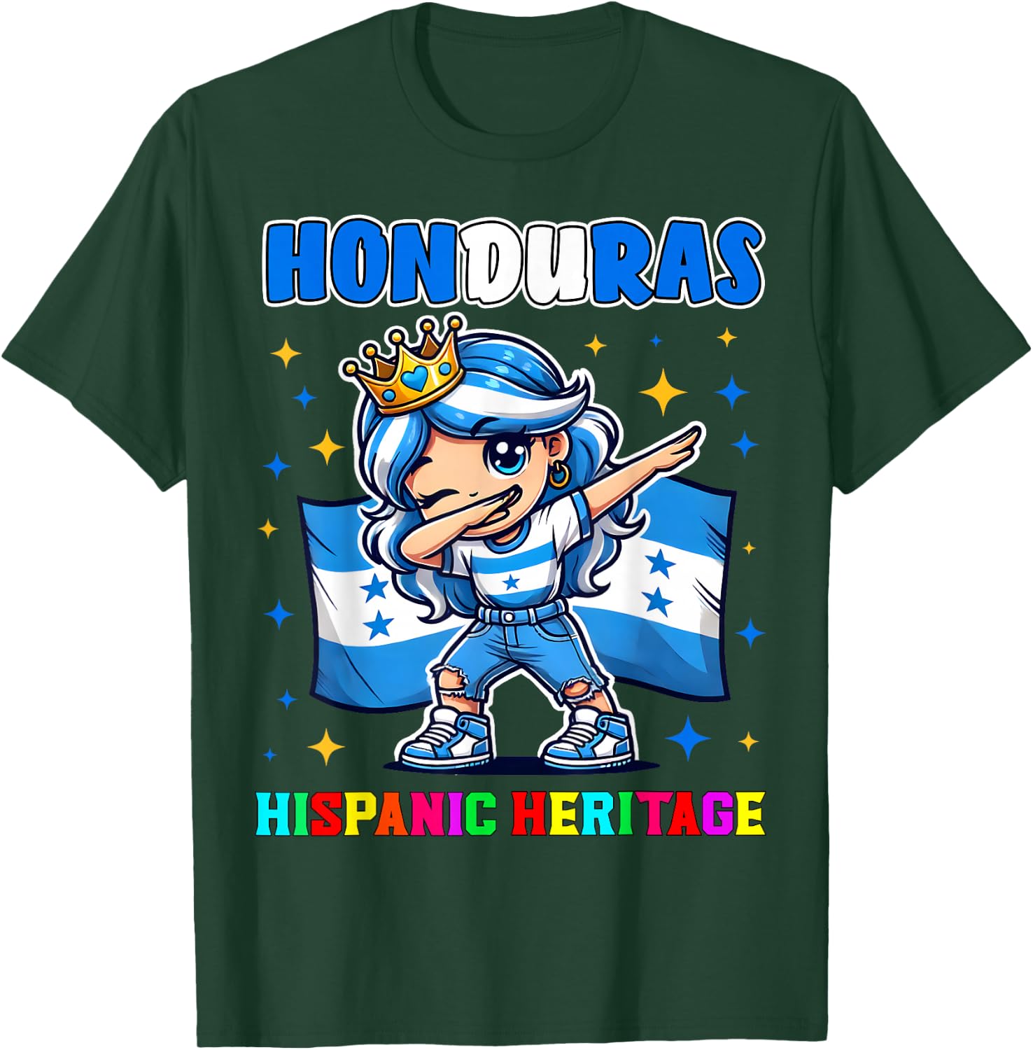 Honduras Dabbing Girl Hispanic Heritage Celebration for Kids T-Shirt - T-Shirt | Forest