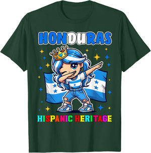 Honduras Dabbing Girl Hispanic Heritage Celebration for Kids T-Shirt - T-Shirt | Forest