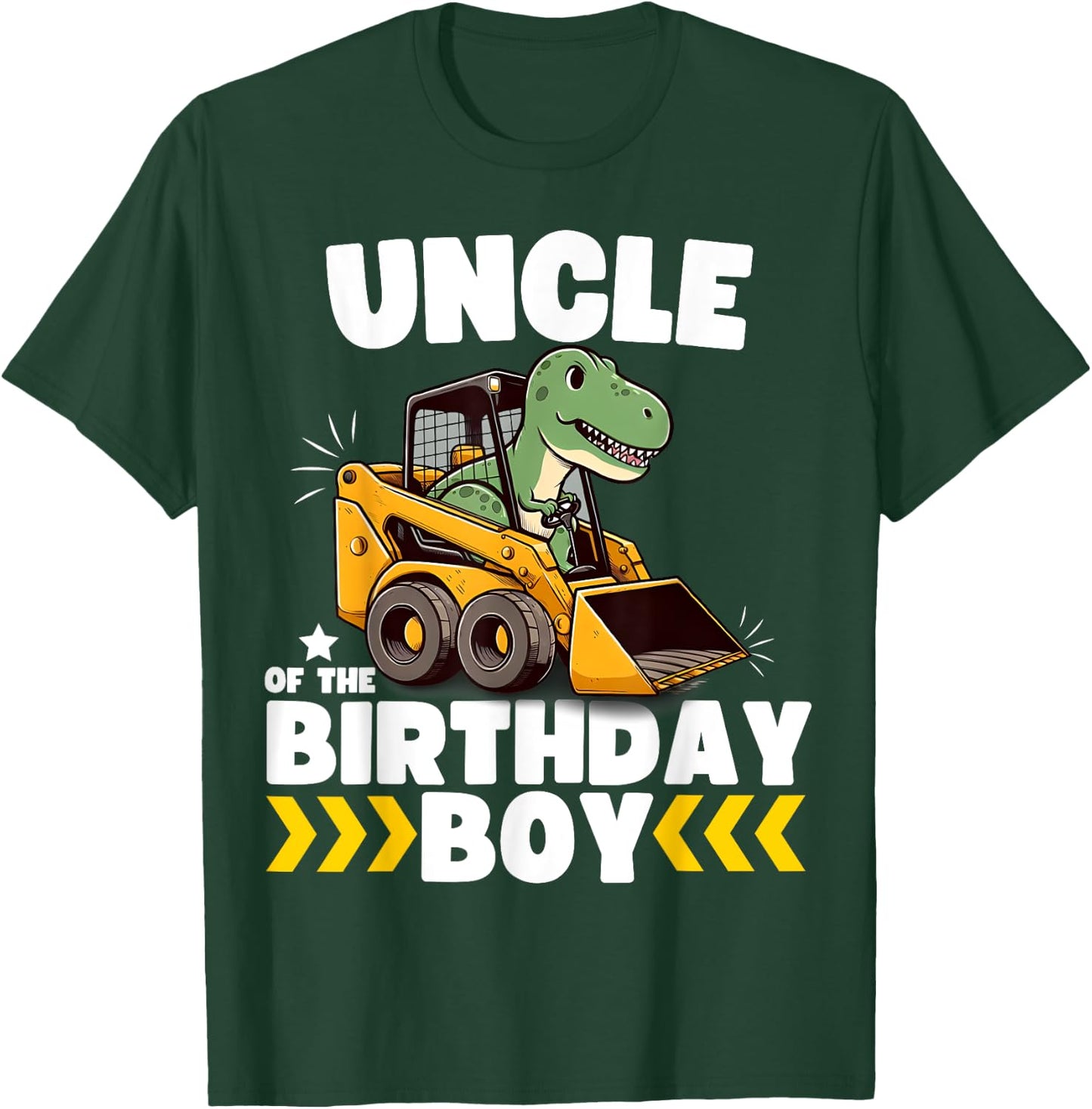 Uncle of the Birthday Boy Dinosaur Construction Worker Truck T-Shirt - T-Shirt | Forest