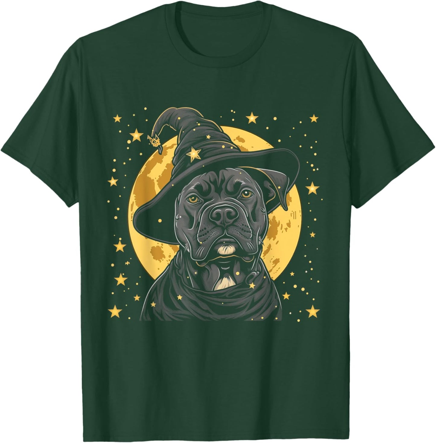 Pitbull Halloween Dog Wizard Hat Funny Cute Witch Costume T-Shirt - T-Shirt | Forest