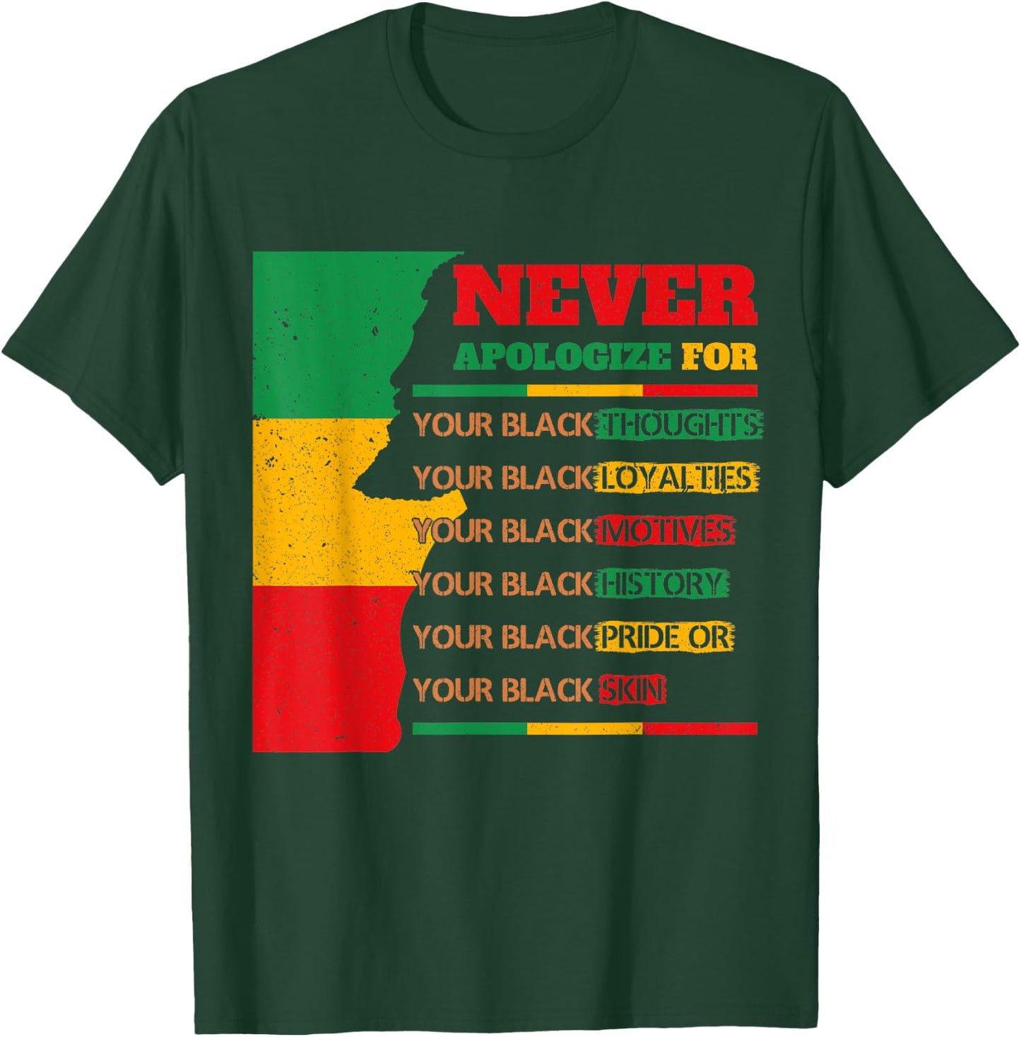 Never Apologize For Your Blackness Juneteenth Black Pride T-Shirt - T-Shirt | Forest
