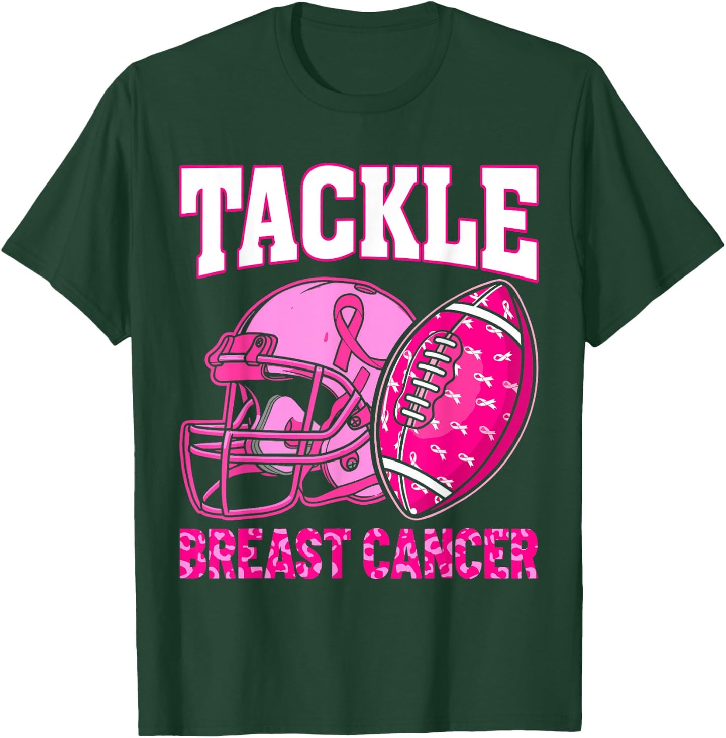 Tackle Breast Cancer Awareness American Football Women Kids T-Shirt - T-Shirt | Forest