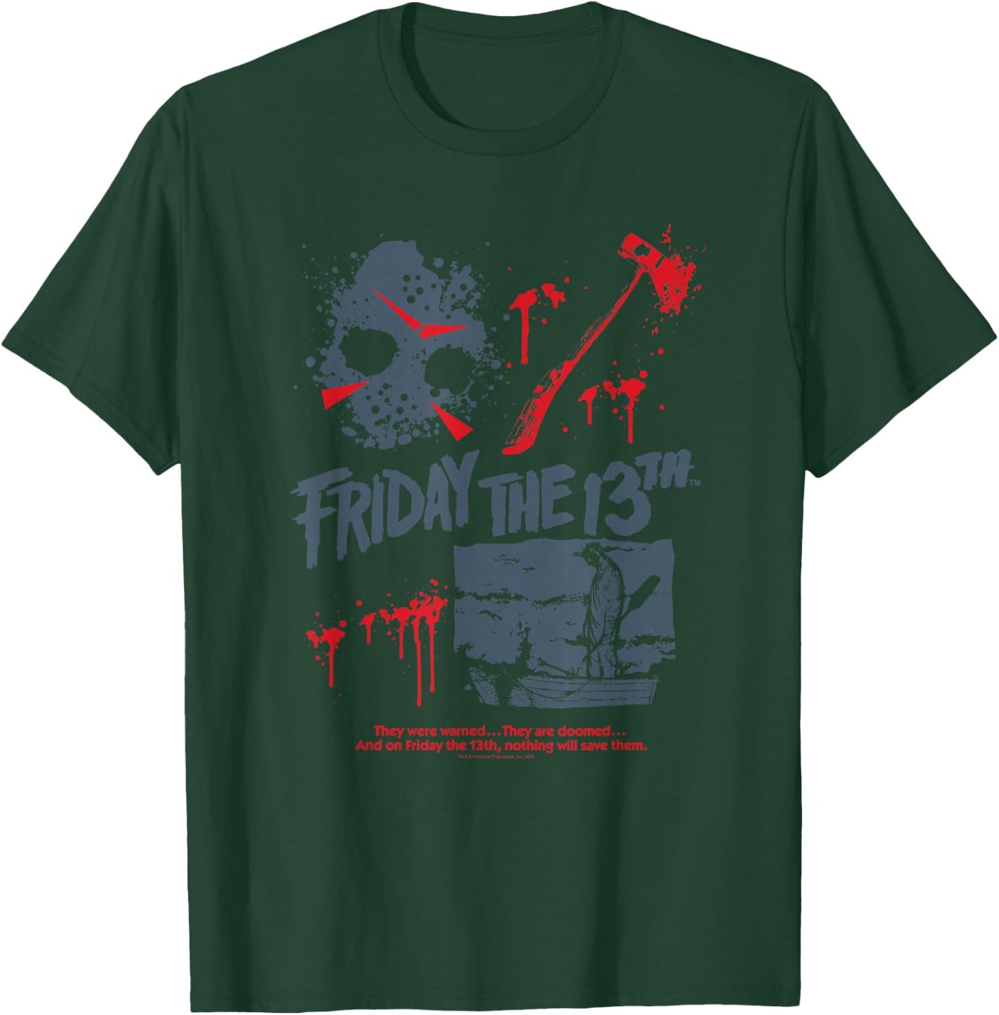 Friday The 13th Jason Mask Bloody Weapon T-Shirt - T-Shirt | Forest