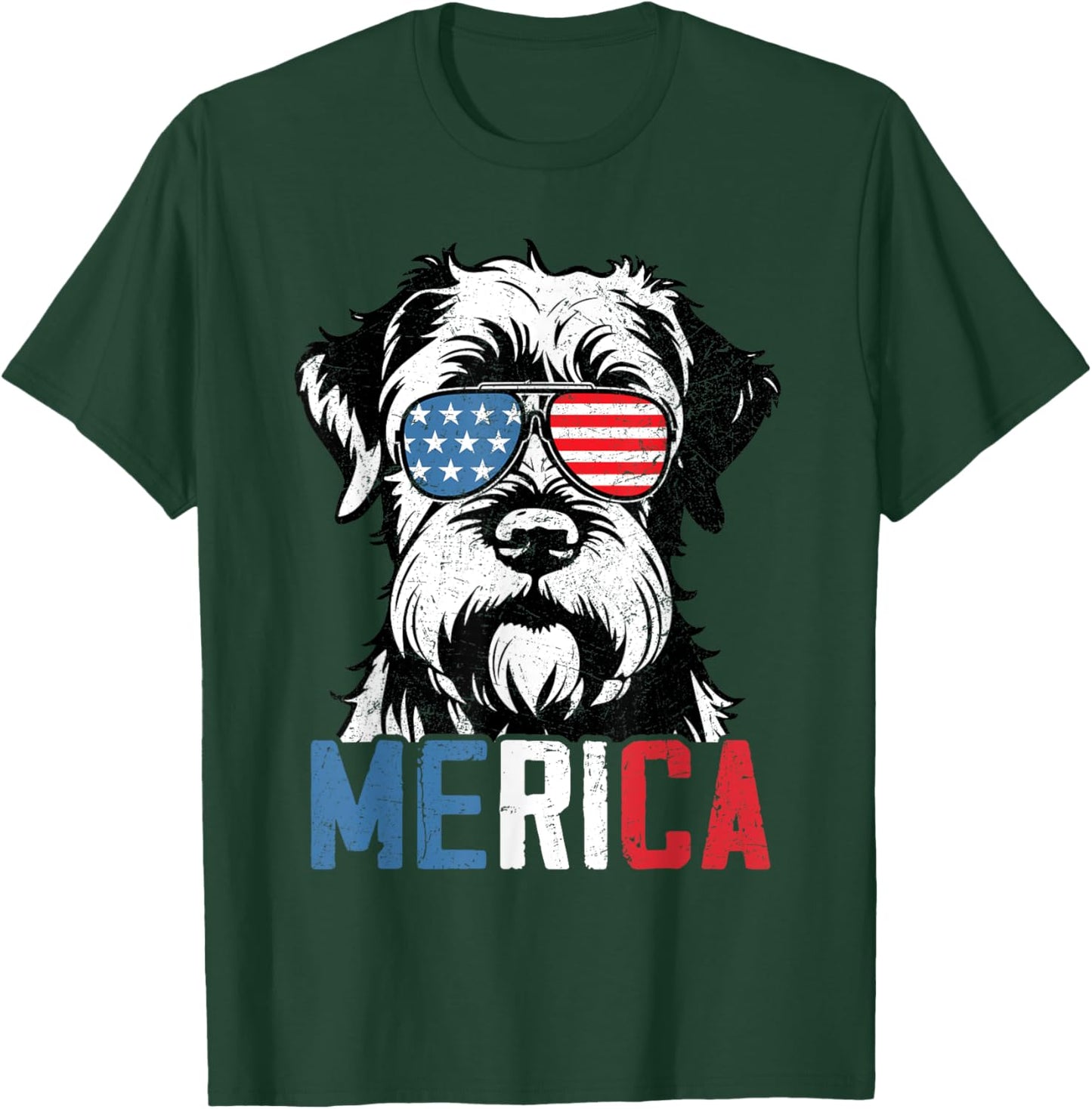 Patriotic Giant Schnauzer Dog Merica 4th Of July Funny T-Shirt - T-Shirt | Forest