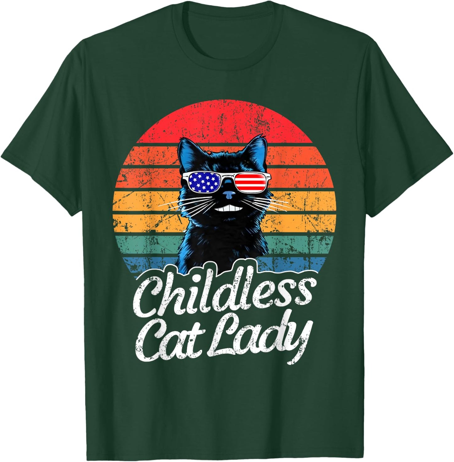 This Childless Cat Lady is Voting Kamala-Harris 2024 Retro T-Shirt - T-Shirt | Forest