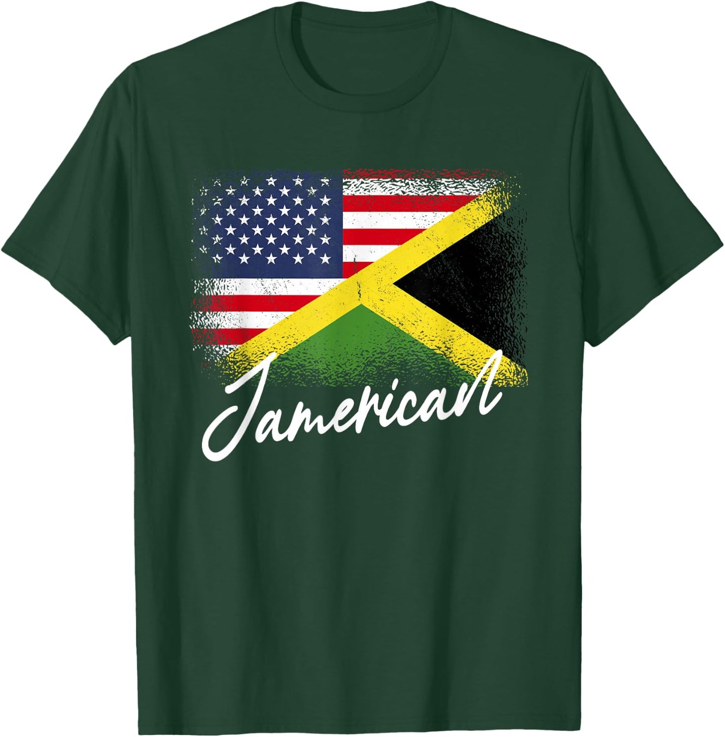 Jamerican - American Jamaican Roots America Jamaica Flag T-Shirt - T-Shirt | Forest