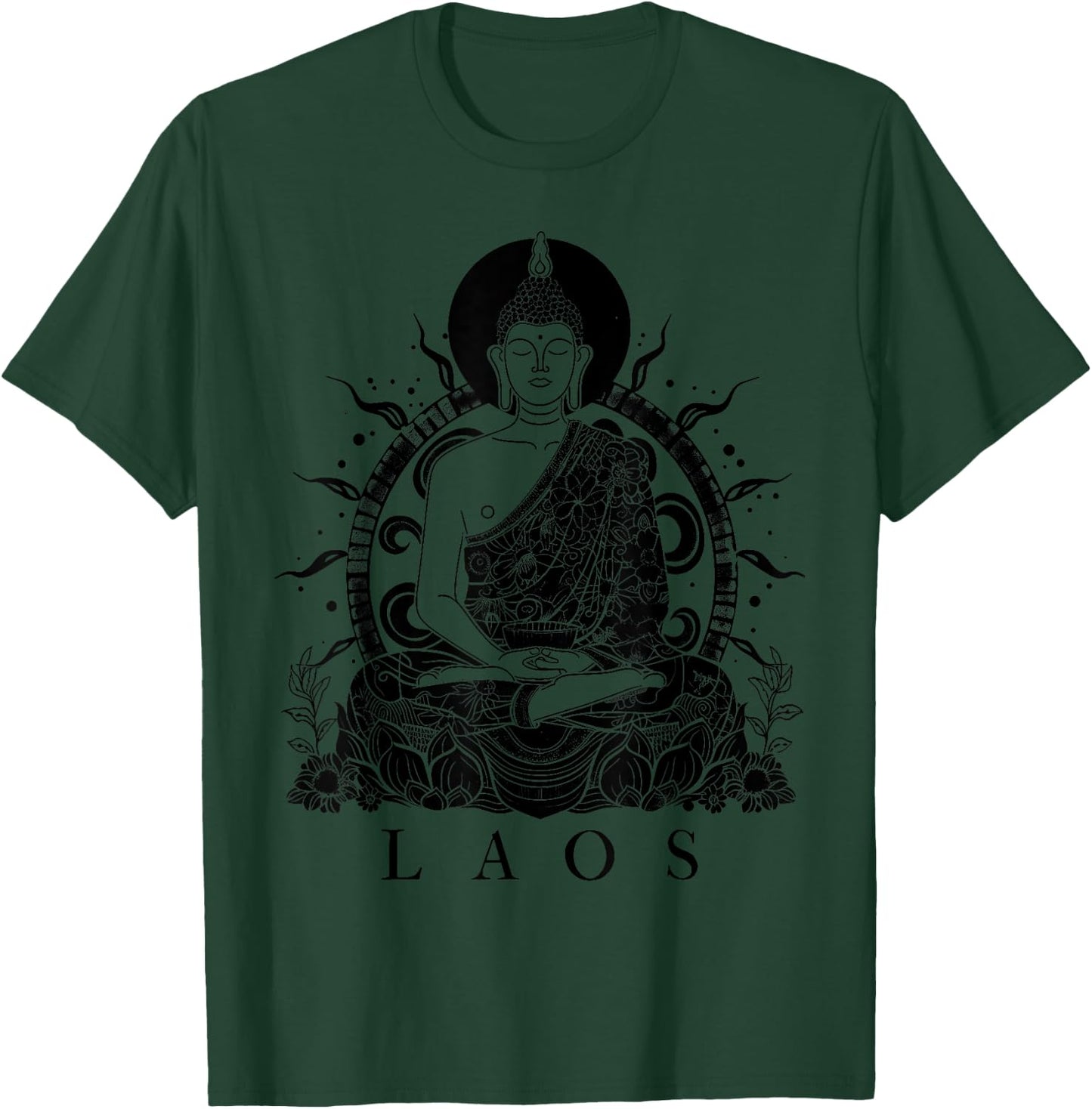 We Love Laos - Buddha Co. Laos Buddha Vintage Buddhist Souvenir T-Shirt - T-Shirt | Forest