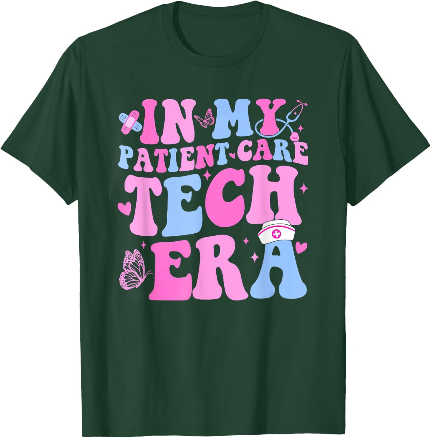 Retro Groovy in My Patient Care Technician Era Pct Nurse Cna T-Shirt - T-Shirt | Forest