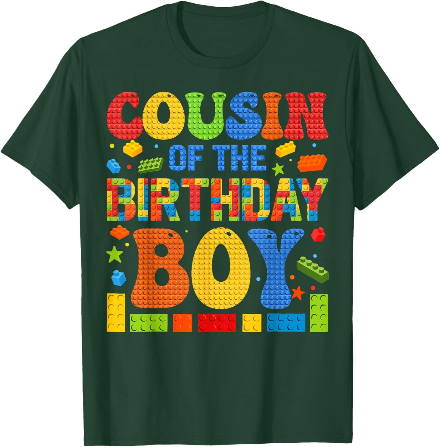 Cousin Of The Birthday Boy Building Block Birthday Party T-Shirt - T-Shirt | Forest