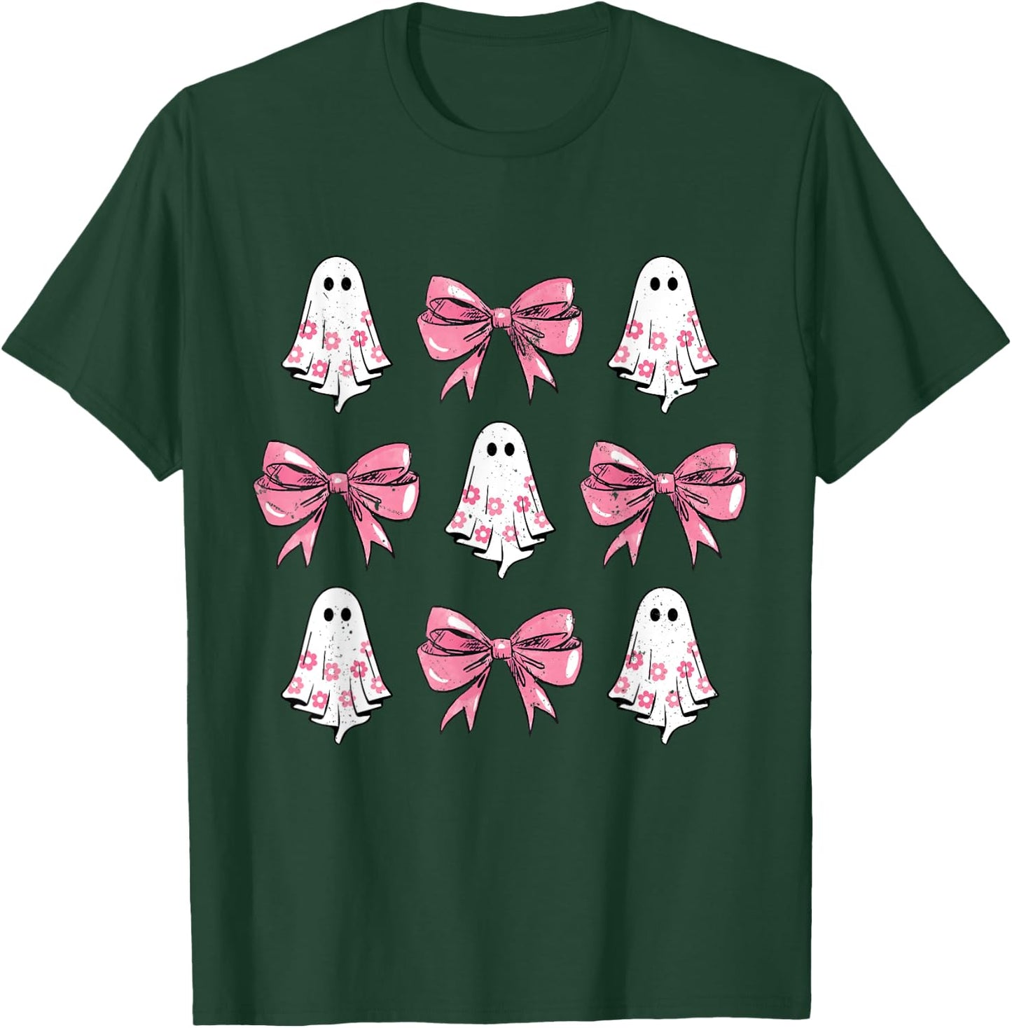 Cute Coquette Bow Halloween Costume Floral Ghost Boo T-Shirt - T-Shirt | Forest