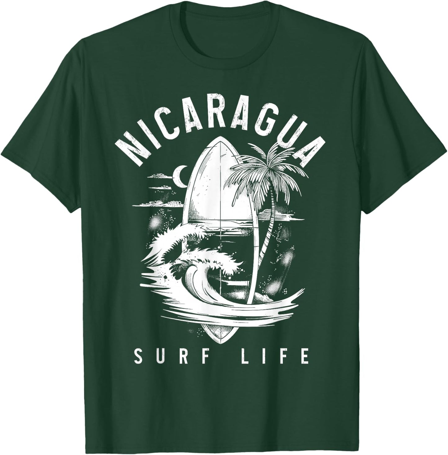 Nicaragua Nica Surf Vintage Surfing Surfer T-Shirt - T-Shirt | Forest