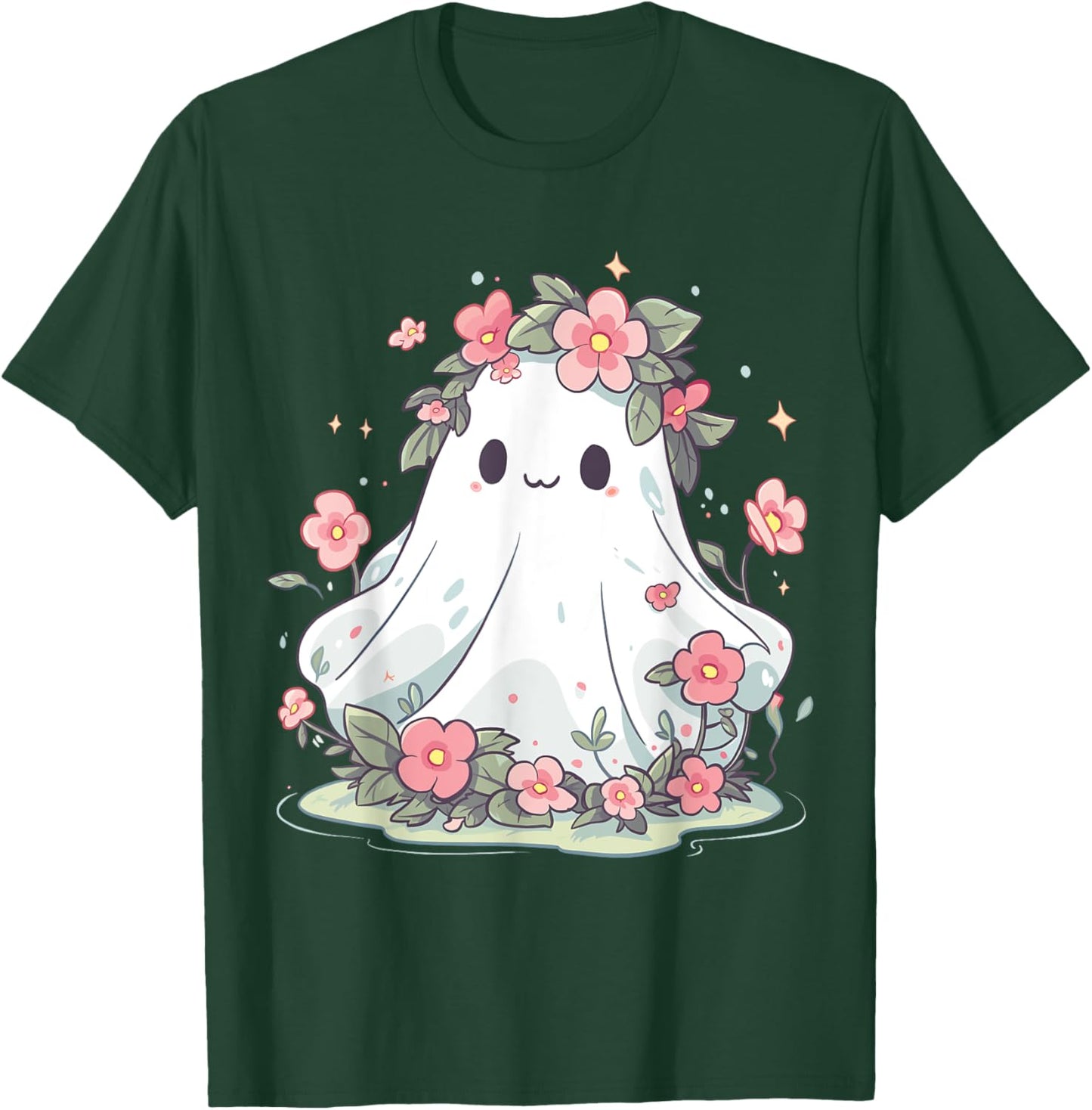 Halloween Shirt Floral Ghost Halloween Costume Girls Women T-Shirt - T-Shirt | Forest