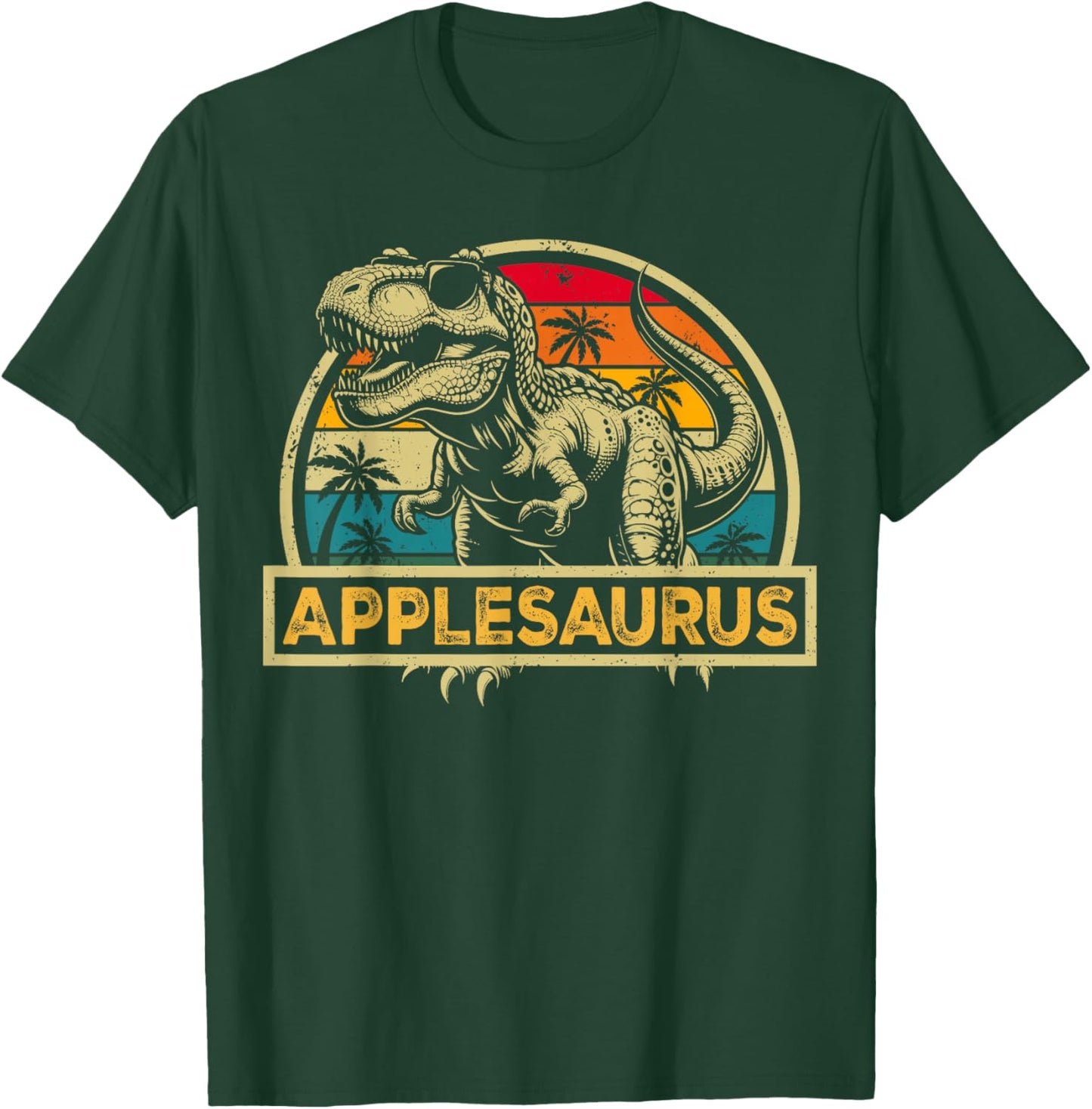 Applesaurus T Rex Dinosaur Apple Saurus Family Matching T-Shirt - T-Shirt | Forest