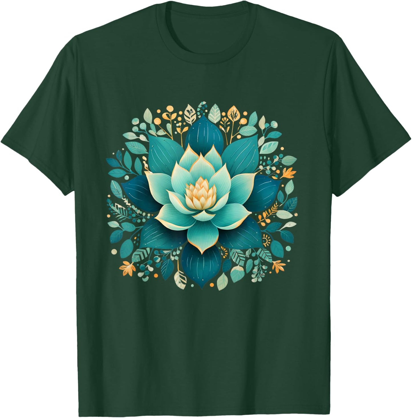 Elegant Lotus Flower for Yoga Fans Floral Aesthetic Design T-Shirt - T-Shirt | Forest
