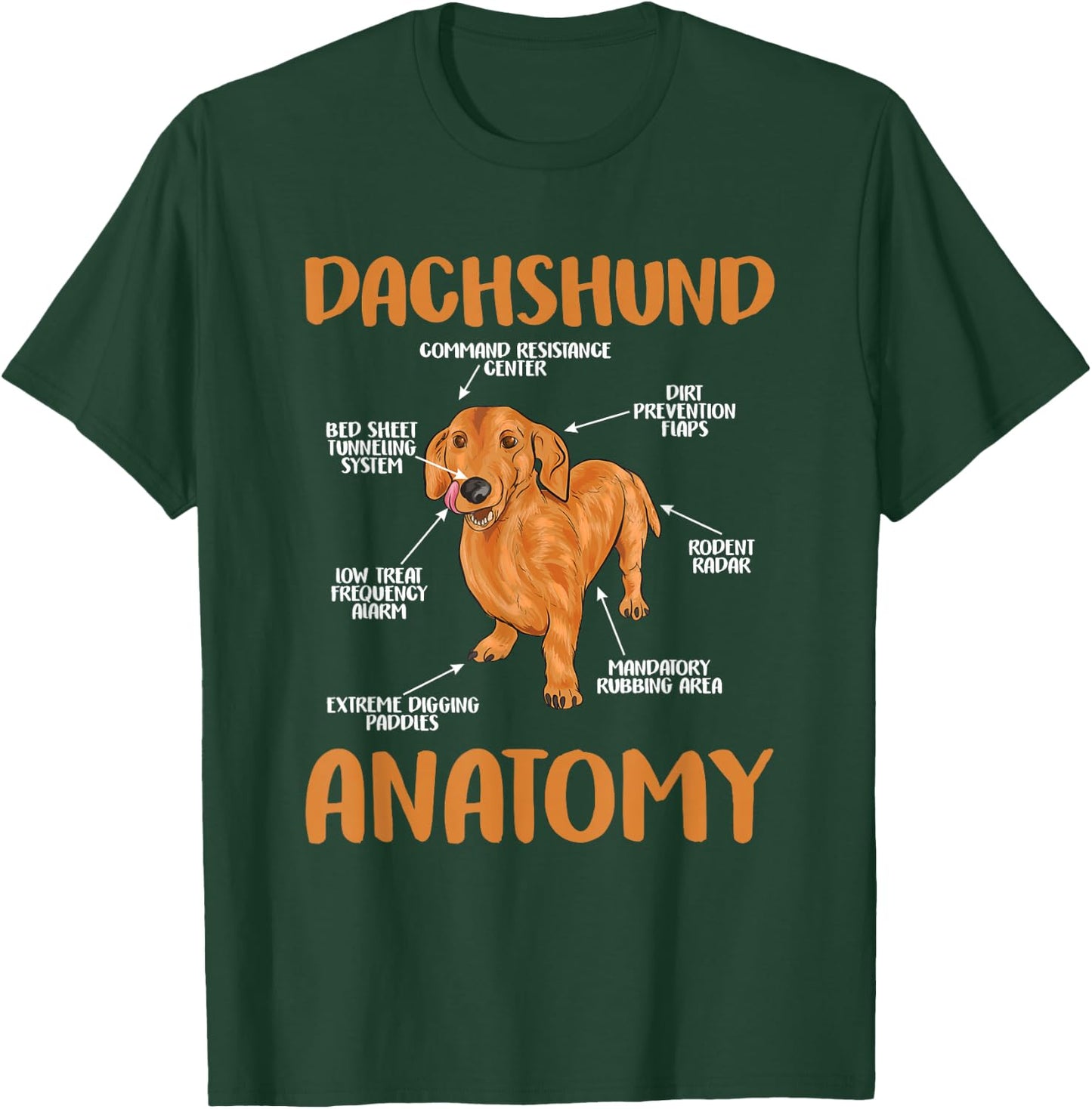 Dachshund Funny Anatomy Wiener Dog and Doxie Lovers T-Shirt - T-Shirt | Forest