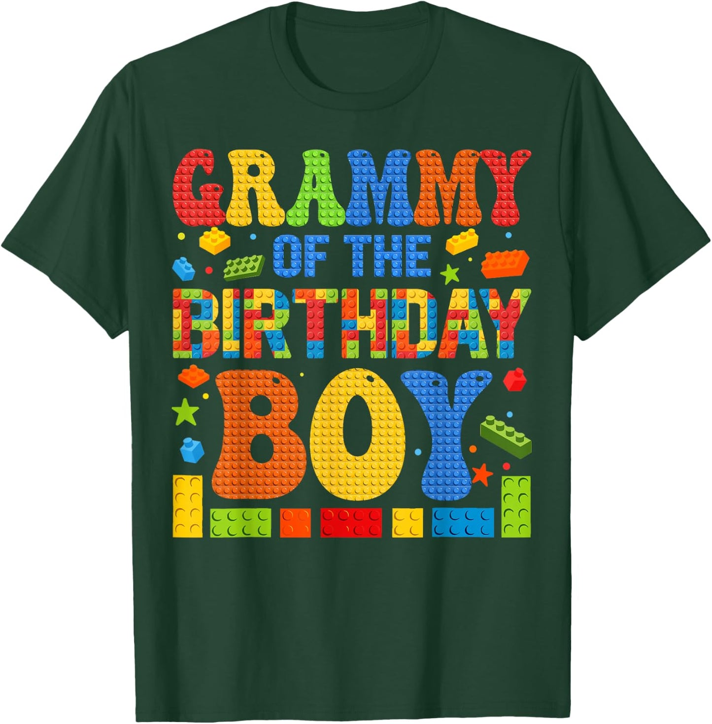 Grammy Of The Birthday Boy Building Block Birthday Party T-Shirt - T-Shirt | Forest