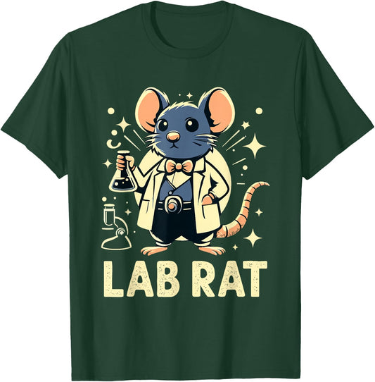 Adorable Lab Rat Scientist Cartoon T-Shirt - T-Shirt | Forest