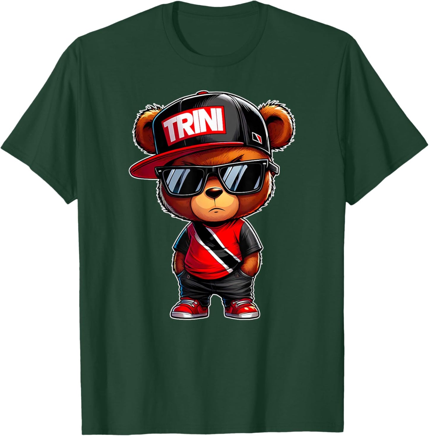 Trini Teddy Bear Cute Trinidad Flag Trinidadian Carnival Art T-Shirt - T-Shirt | Forest