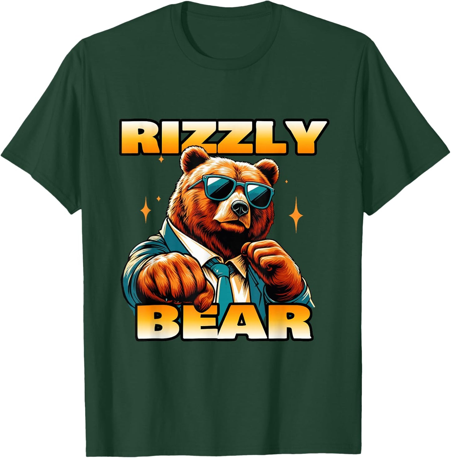 Rizzly Bear Wearing Sunglasses Cool Grizzly Bear T-Shirt - T-Shirt | Forest