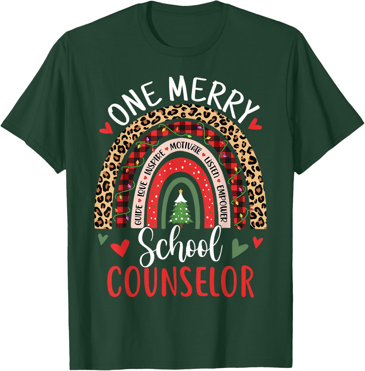 School Counselor Funny Rainbow Christmas Counselor T-Shirt - T-Shirt | Forest