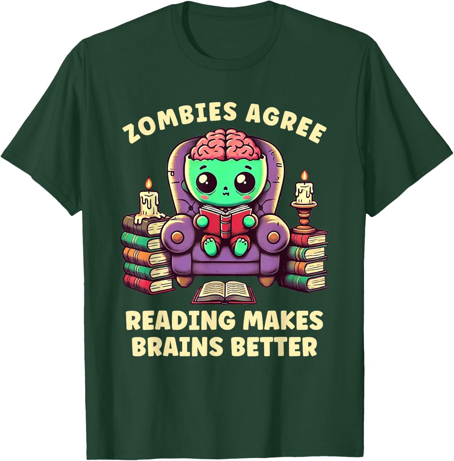 Halloween Teacher Zombie Reading is Good For Brains T-Shirt - T-Shirt | Forest