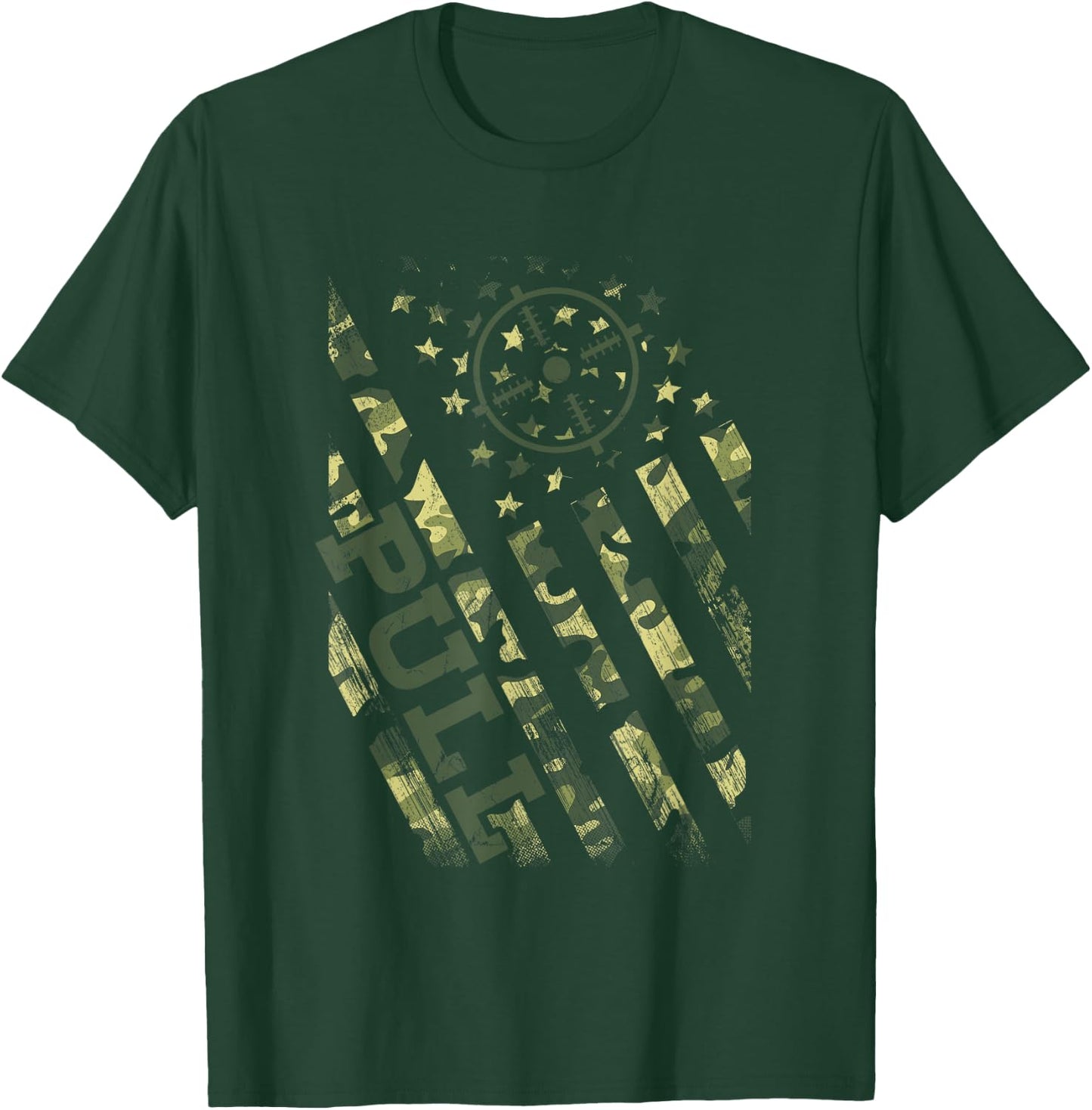 Pull Shotgun Skeet Trap Clay Pigeon Shooting Camo Usa Flag Men T-Shirt - T-Shirt | Forest