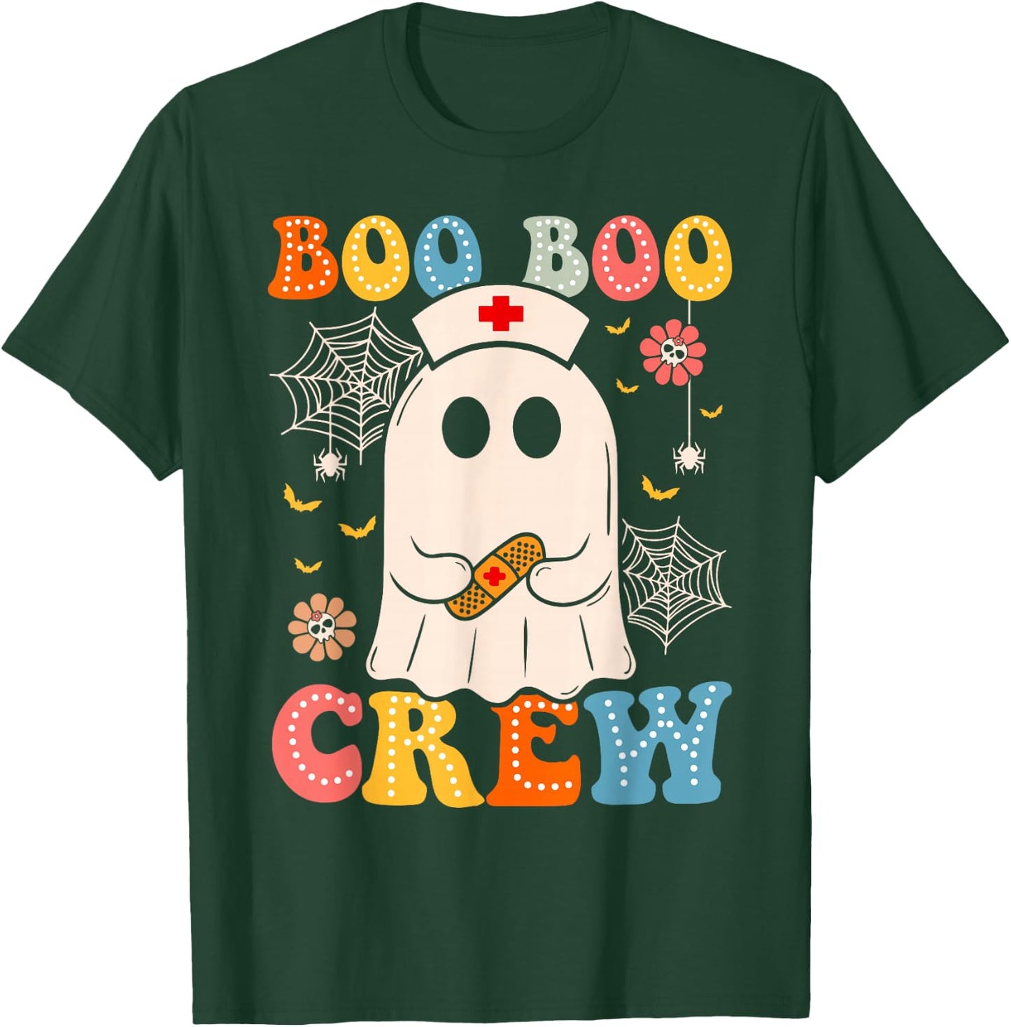 Groovy Retro Boo Boo Crew Nurse Funny Ghost Halloween Nurse T-Shirt - T-Shirt | Forest
