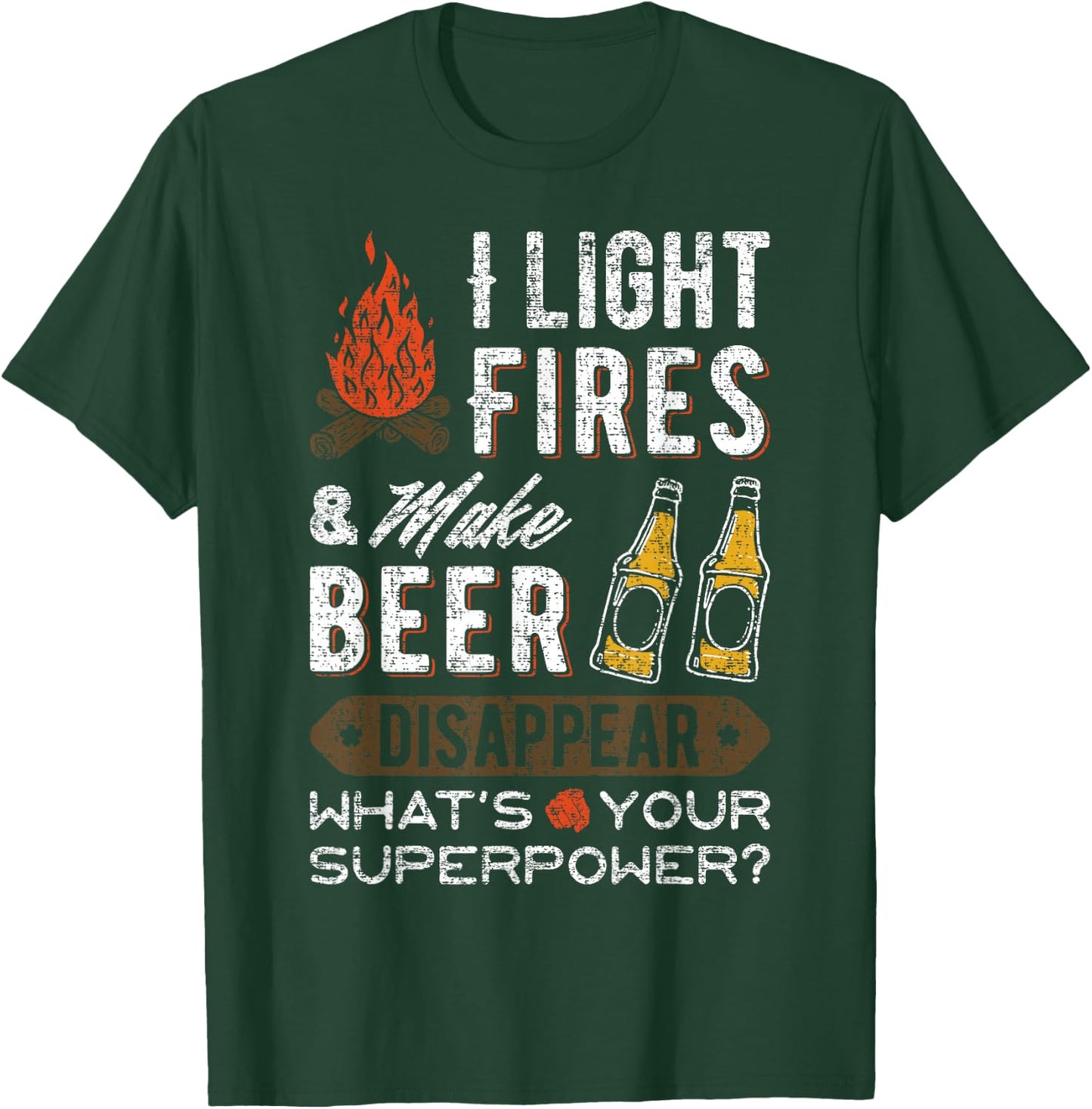 Funny Camper Gift Happy Camping Beer Lover Camp Vacation T-Shirt - T-Shirt | Forest