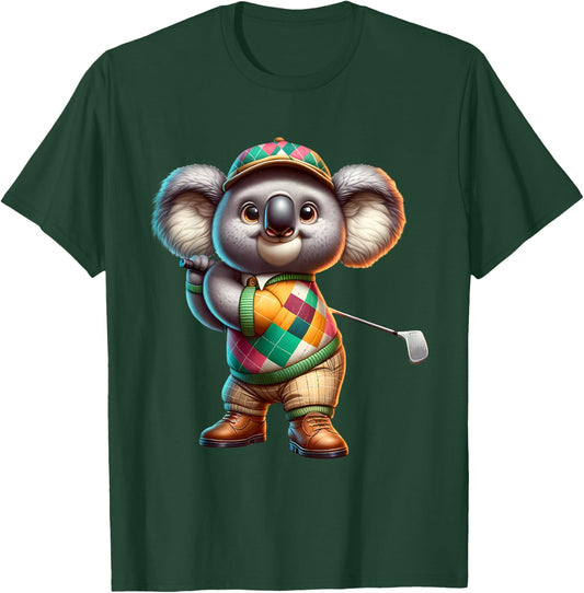 Cute Koala Play Golf Golfer Golfing Sport Men Women Kids T-Shirt - T-Shirt | Forest
