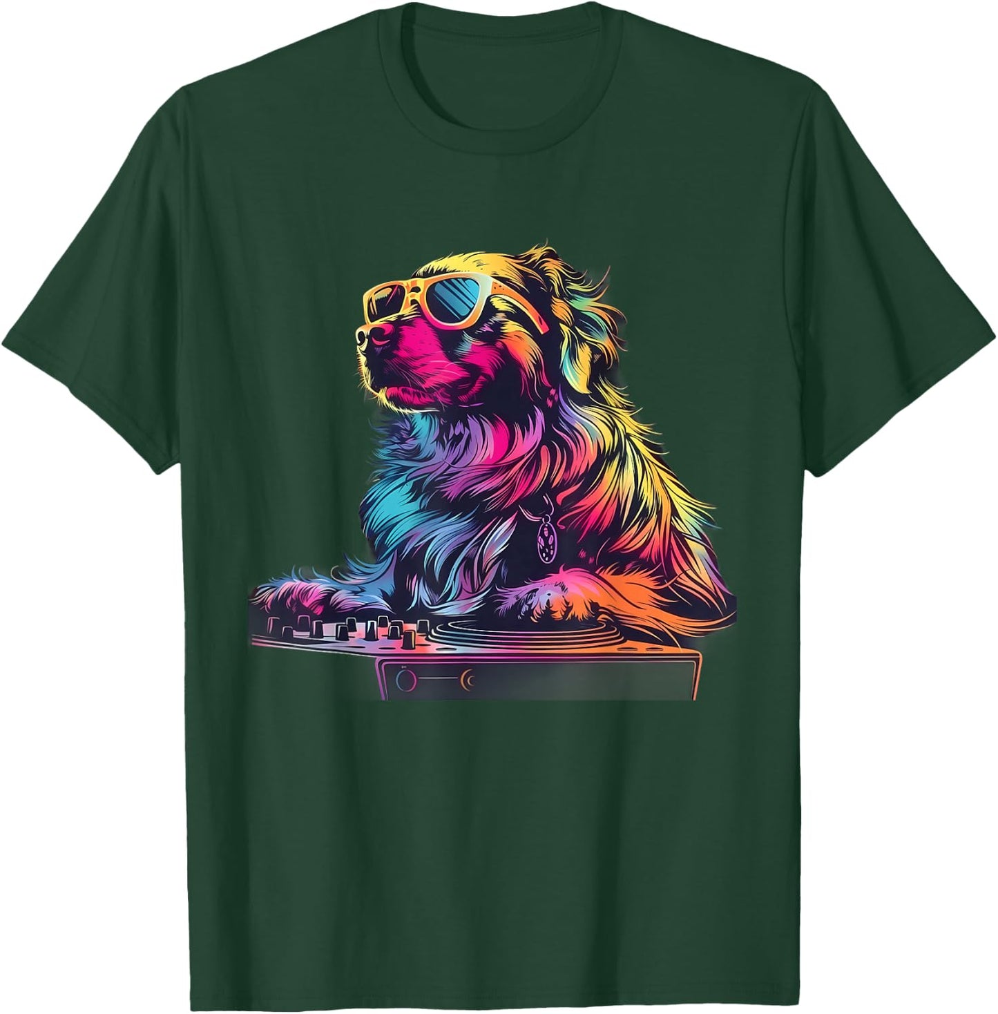 Dog Music DJ EDM Beatmaker Techno Turntable DJ Dog Artwork T-Shirt - T-Shirt | Forest