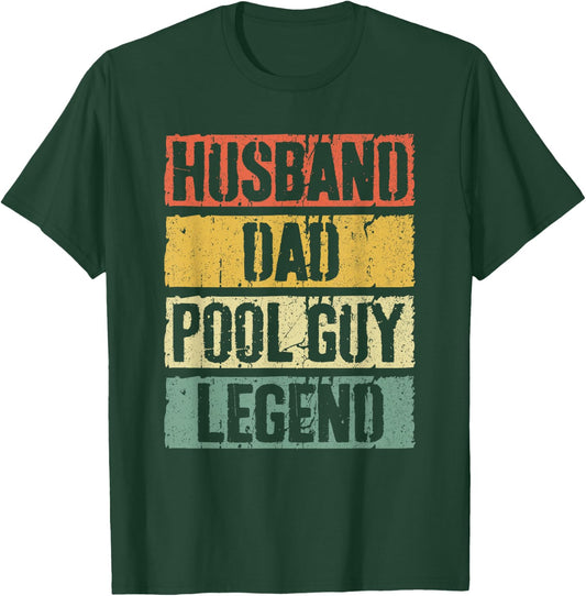 Husband Dad Pool Guy Legend Shirt Men Fathers Day T-Shirt - T-Shirt | Forest