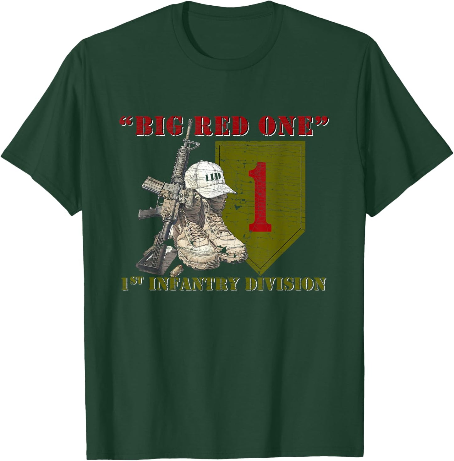 Veteran 1st Infantry Division 1ID BRO Fort Riley Kansas , Small, Black T-Shirt - T-Shirt | Forest