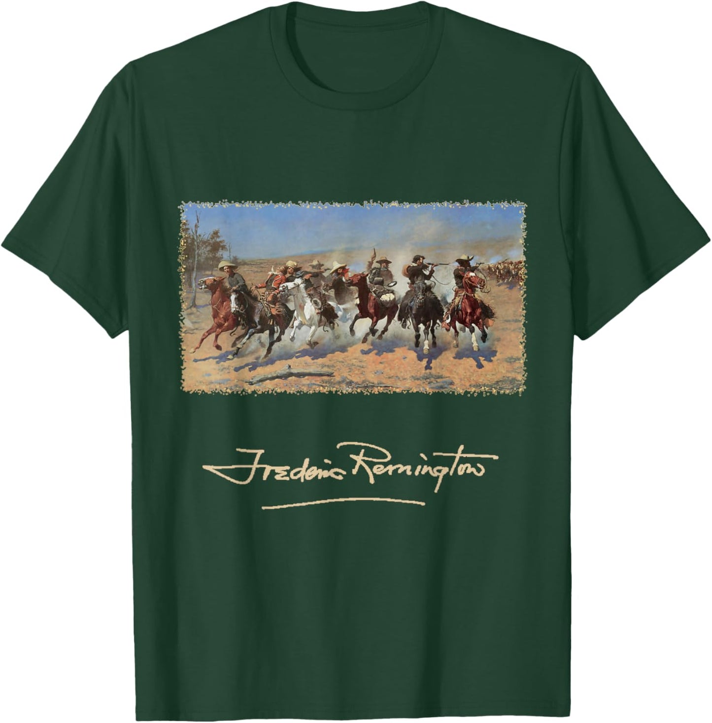 A Dash for Timber by Frederic Remington, Cowboys T-Shirt - T-Shirt | Forest