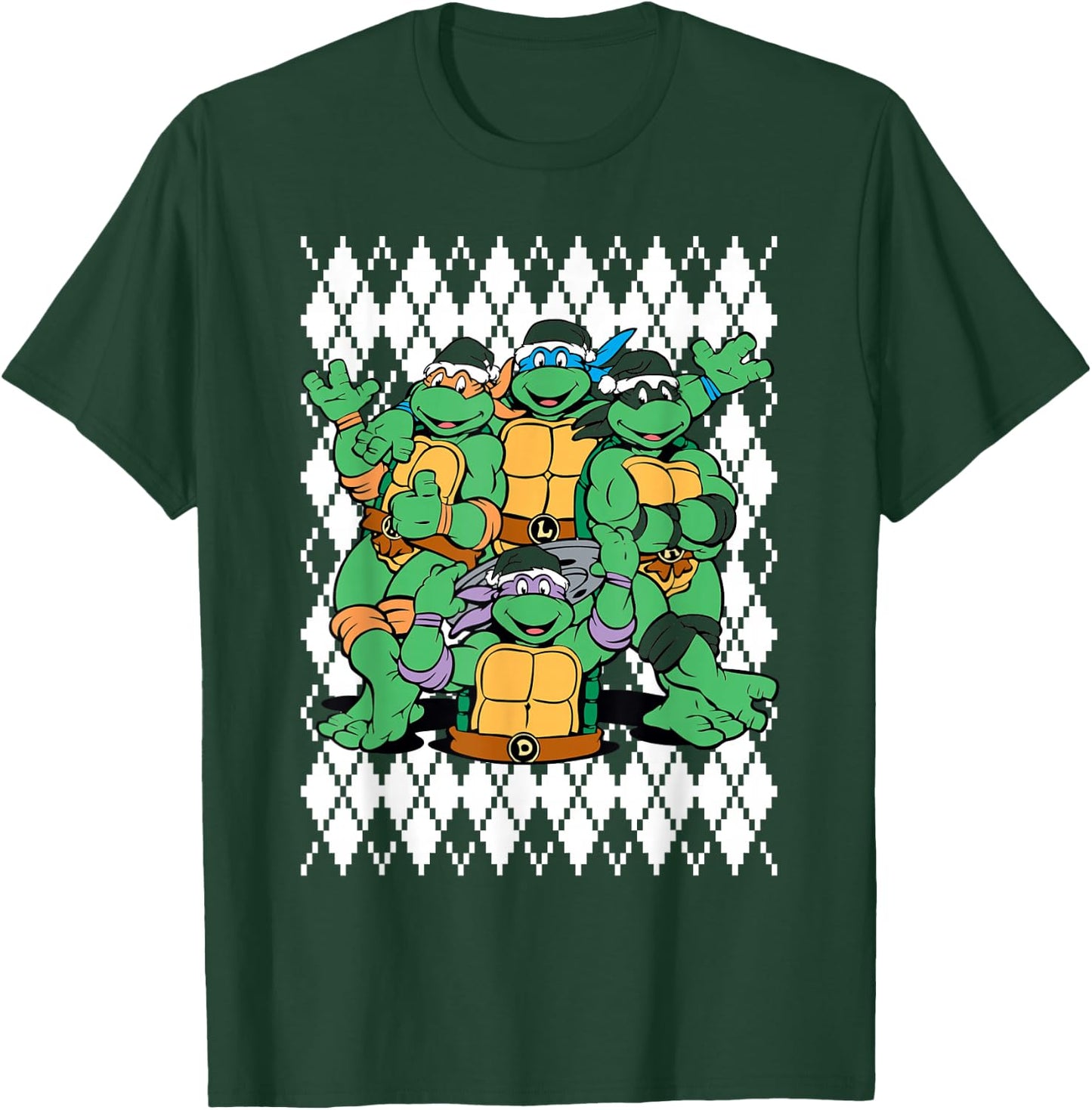 TMNT Ninja Turtles Ugly Christmas Sweater T-Shirt - T-Shirt | Forest