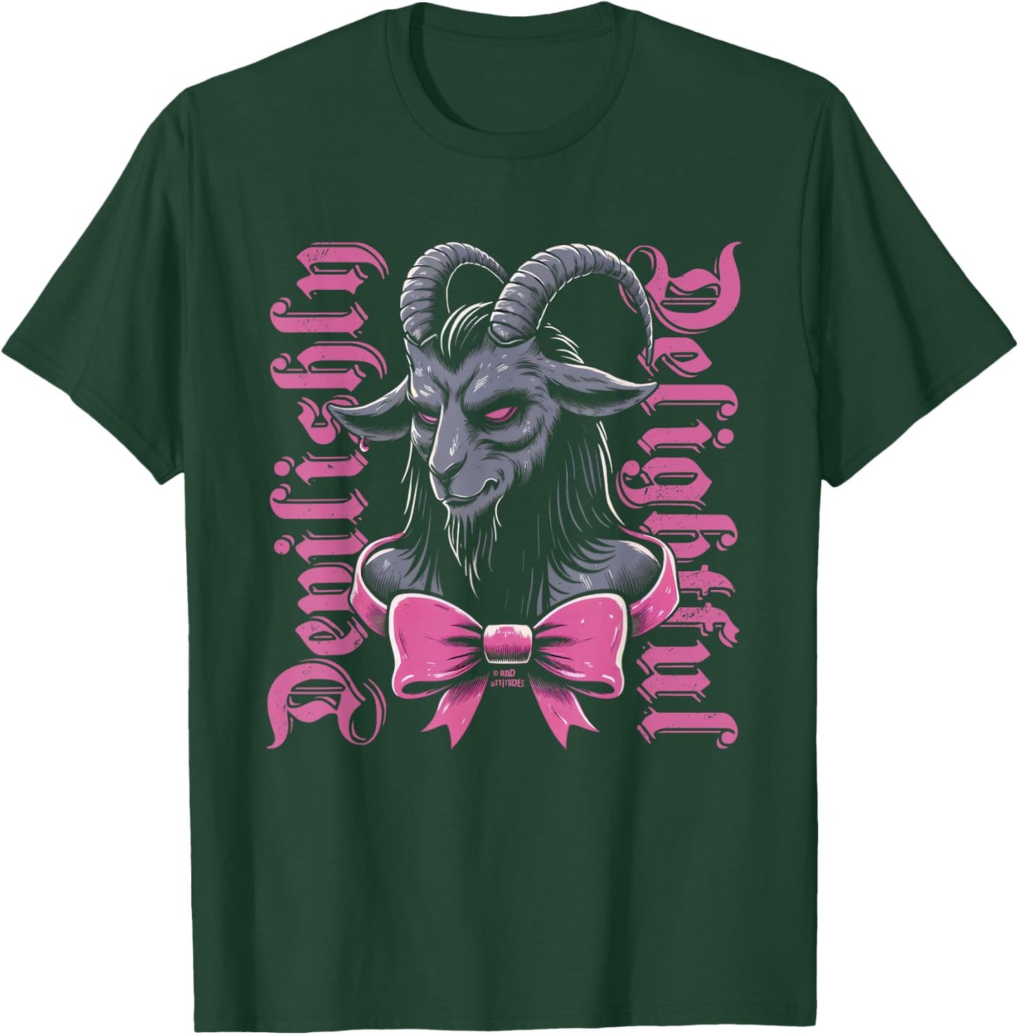 Coquette Goth Aesthetic Baphomet Bow Devilishly Delightful T-Shirt - T-Shirt | Forest
