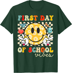First Day Of School Vibes Back To School Teachers Students T-Shirt - T-Shirt | Forest