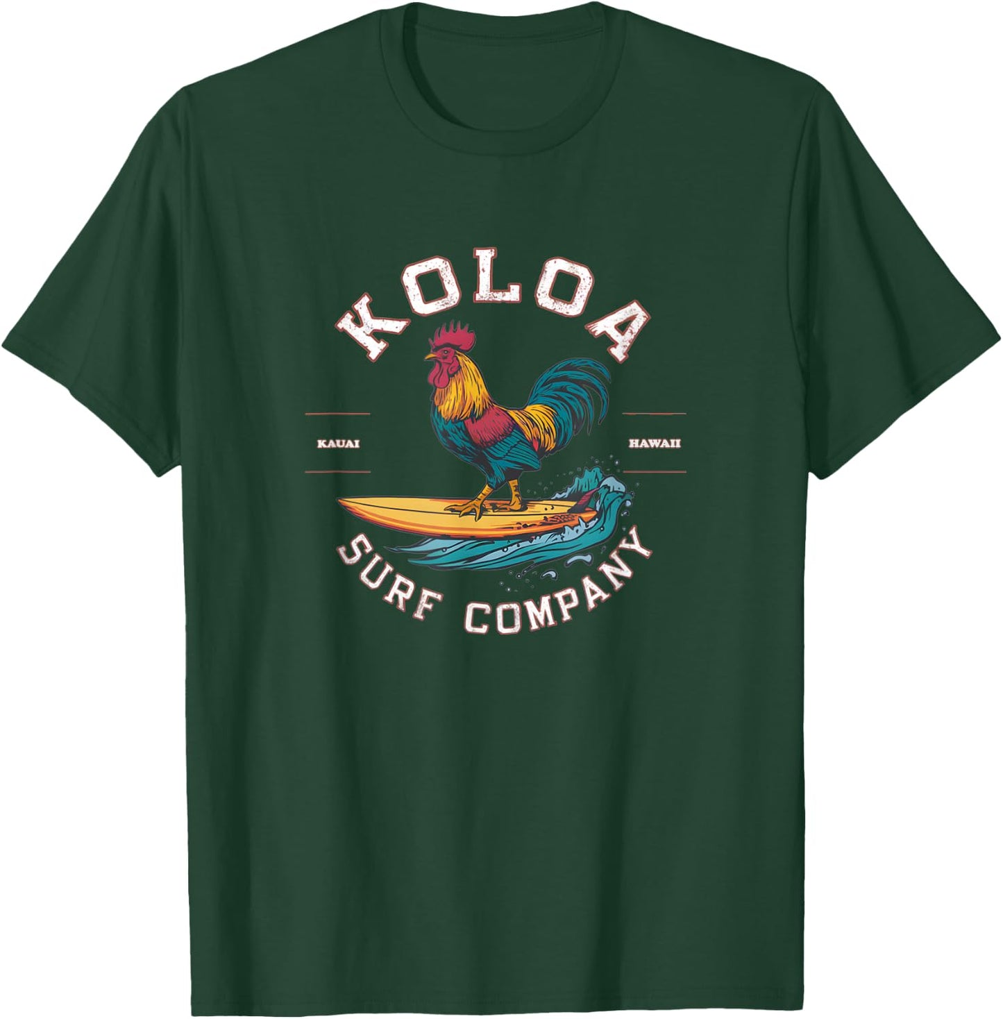 Koloa Surf Surfing Rooster Logo Lightweight, Graphic T-Shirt - T-Shirt | Forest