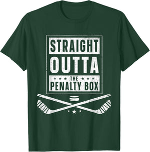 Ice Hockey Straight Outta Penalty Box Funny Men Boys T-Shirt - T-Shirt | Forest