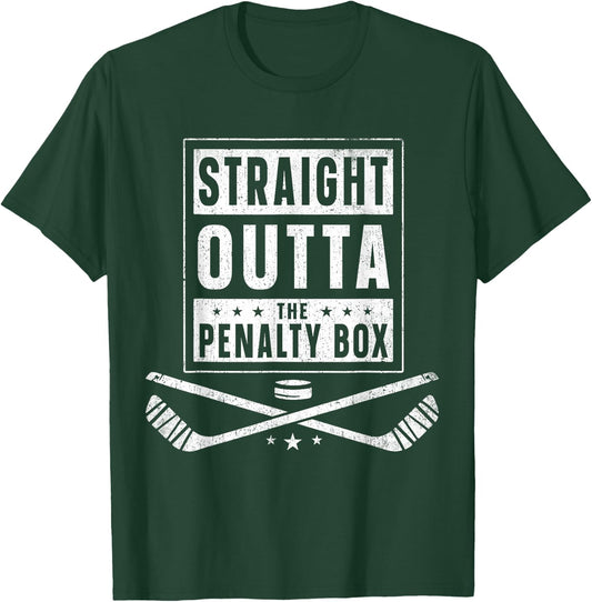 Ice Hockey Straight Outta Penalty Box Funny Men Boys T-Shirt - T-Shirt | Forest