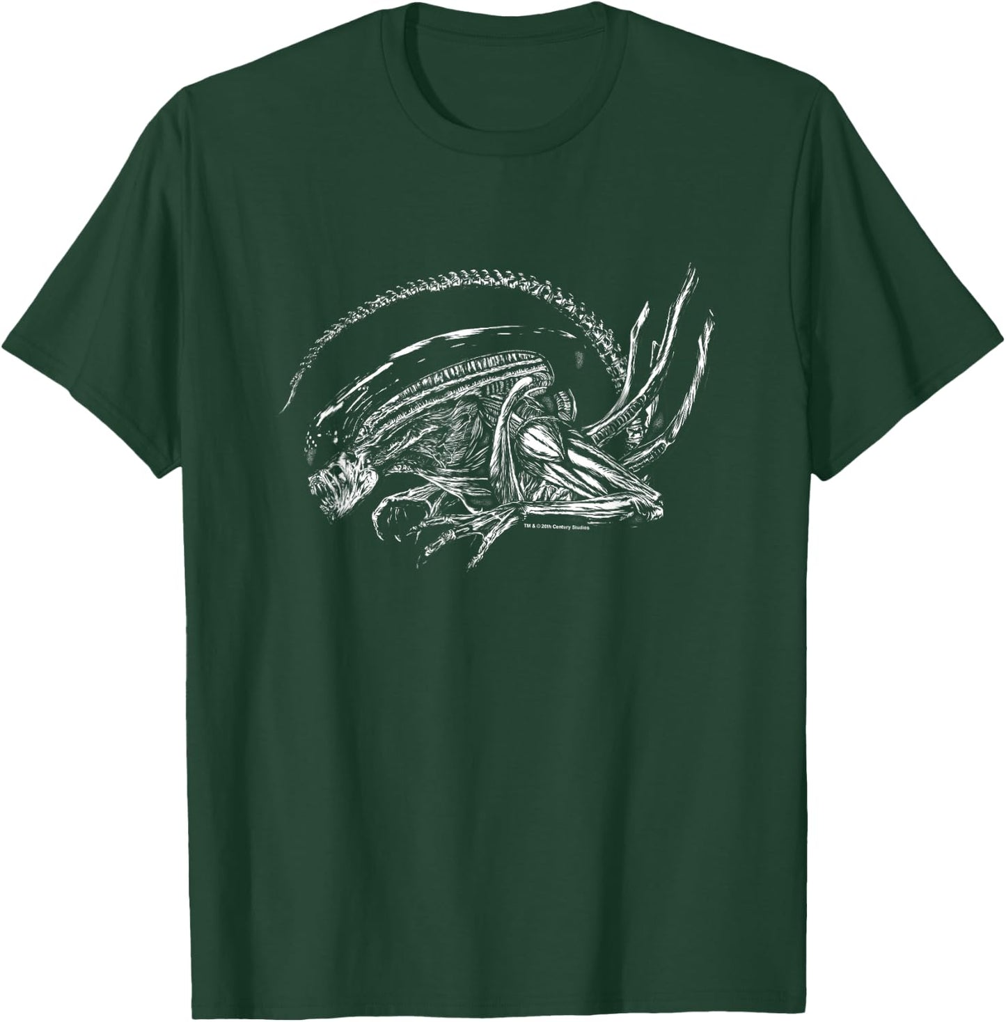 Aliens Iconic Dangerous Xenomorph Profile Silhouette Logo T-Shirt - T-Shirt | Forest