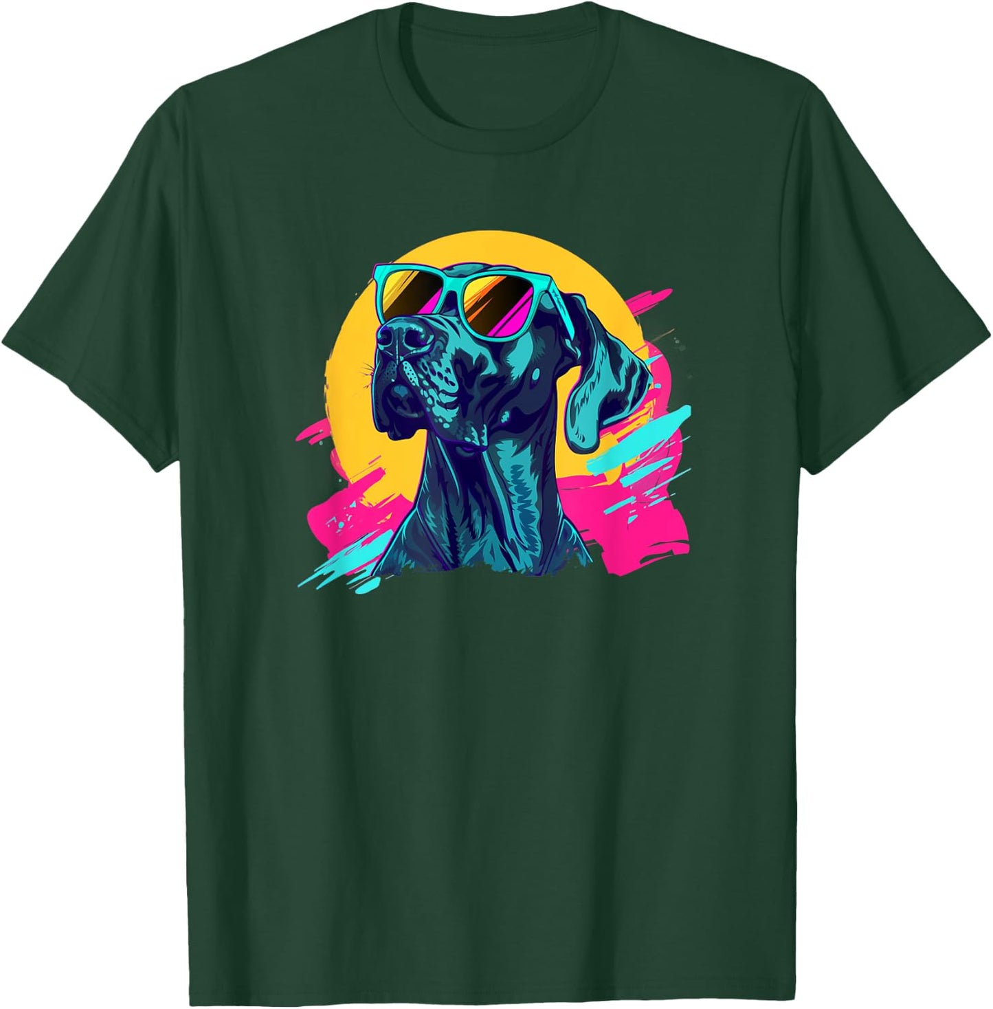 Funny 80s Retro Vintage Black Great Dane Lover T-Shirt - T-Shirt | Forest