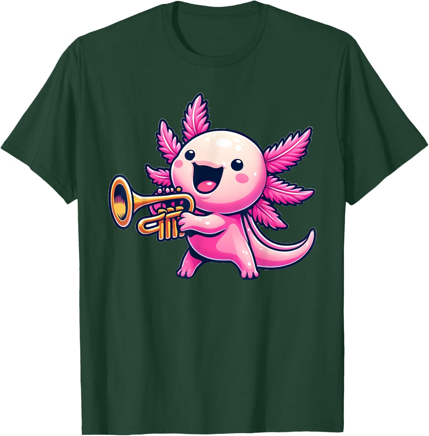 Axolotl Playing Trumpet Axolotls Musician Music T-Shirt - T-Shirt | Forest