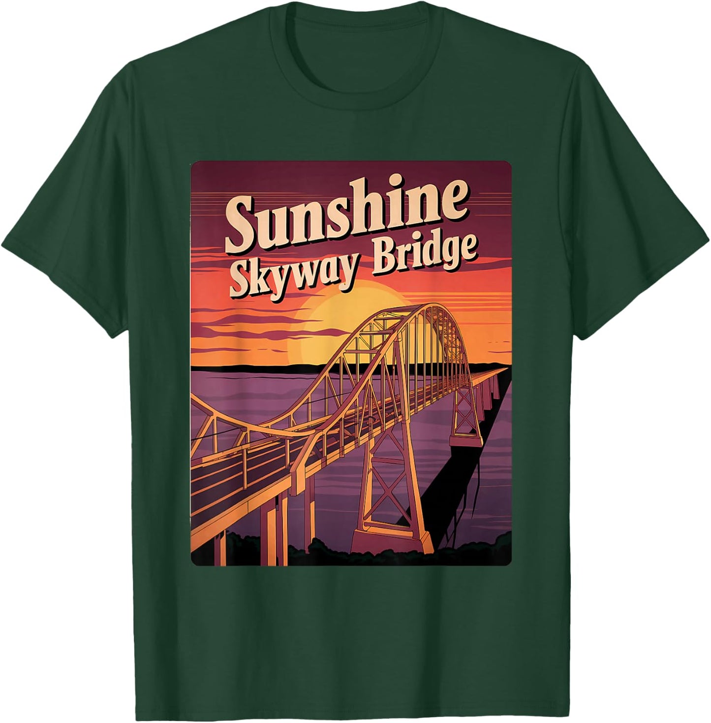 Vintage Sunshine Skyway Bridge Memento Tampa Bay Landmark T-Shirt - T-Shirt | Forest