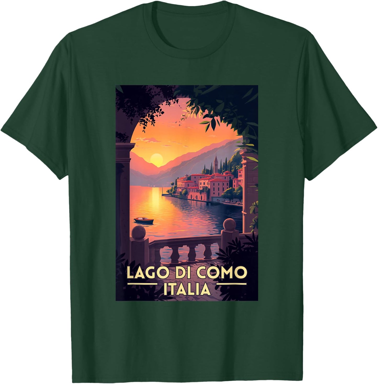 Lake Como Lago di Como Italy Souvenir Retro T-Shirt - T-Shirt | Forest