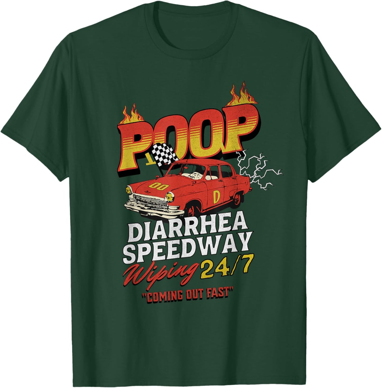 Funny Ironic Sarcastic Sayings Cynical Unique Poop Diarrhea Speedway Wiping 24/7 Humor Meme -Adults Black X-Small Short Sleeve T-Shirt - T-Shirt | Forest