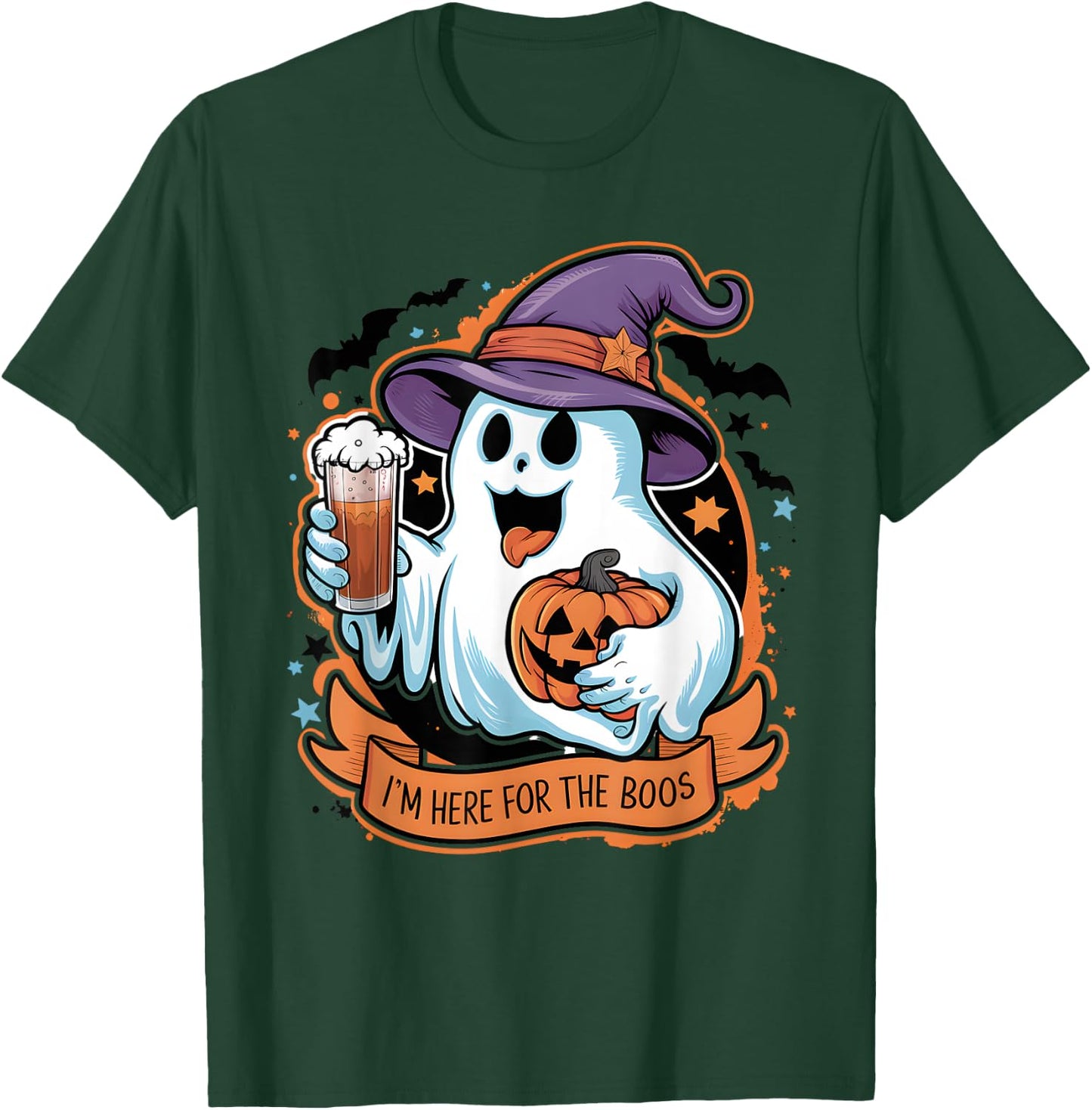Funny Halloween I'm Just Here For The Boos Beer Lover T-Shirt - T-Shirt | Forest