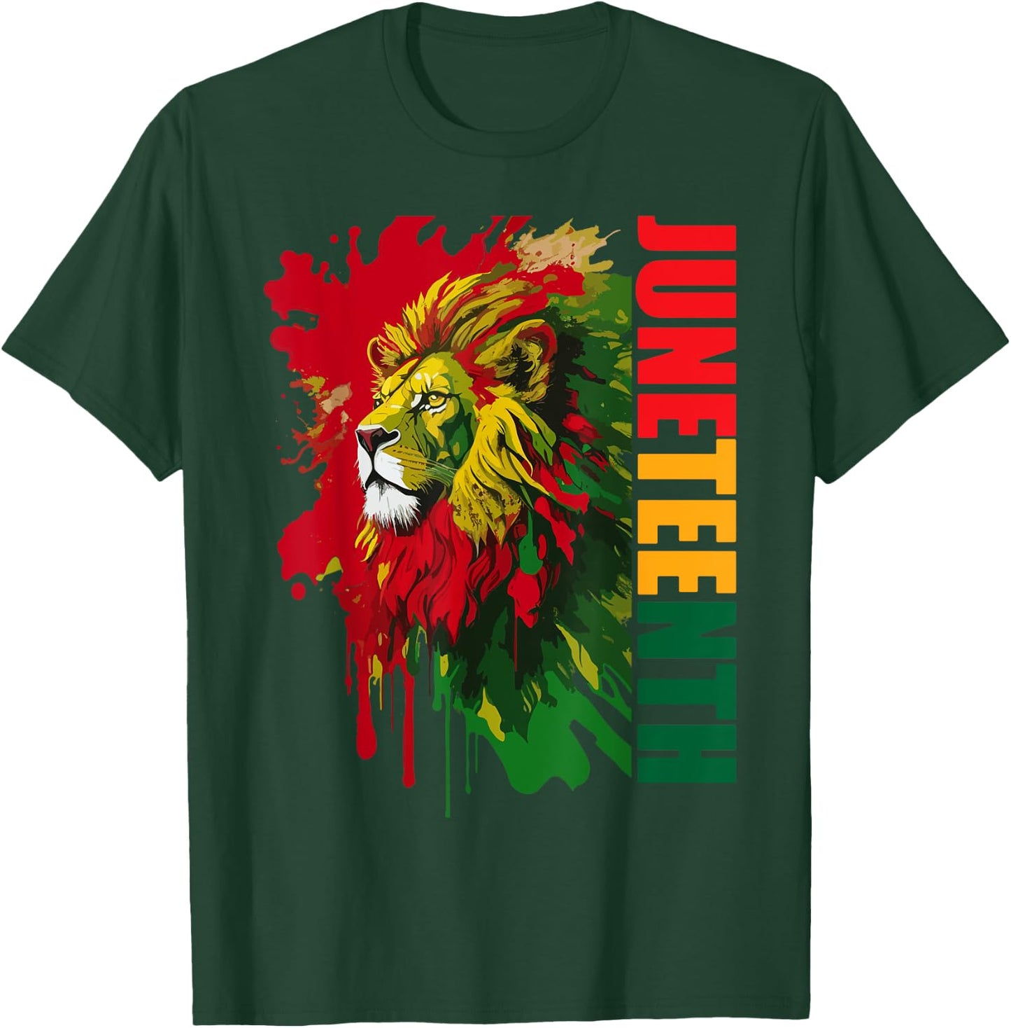 Lion Juneteenth men women African American black lion 1865 T-Shirt - T-Shirt | Forest